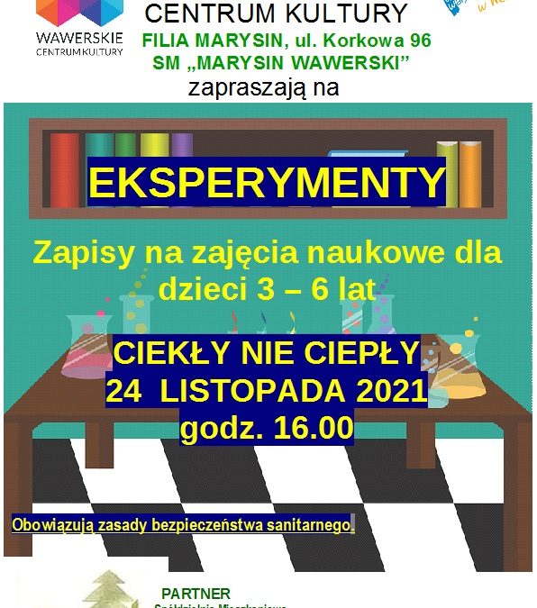 Zapraszamy na warsztaty naukowe dla dzieci w wieku 3-6 lat! CIEKŁY NIE CIEPŁY